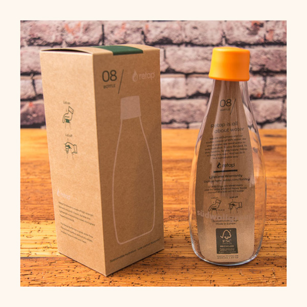 retap nachhaltige Glasflasche 0,8 l mit Logo 