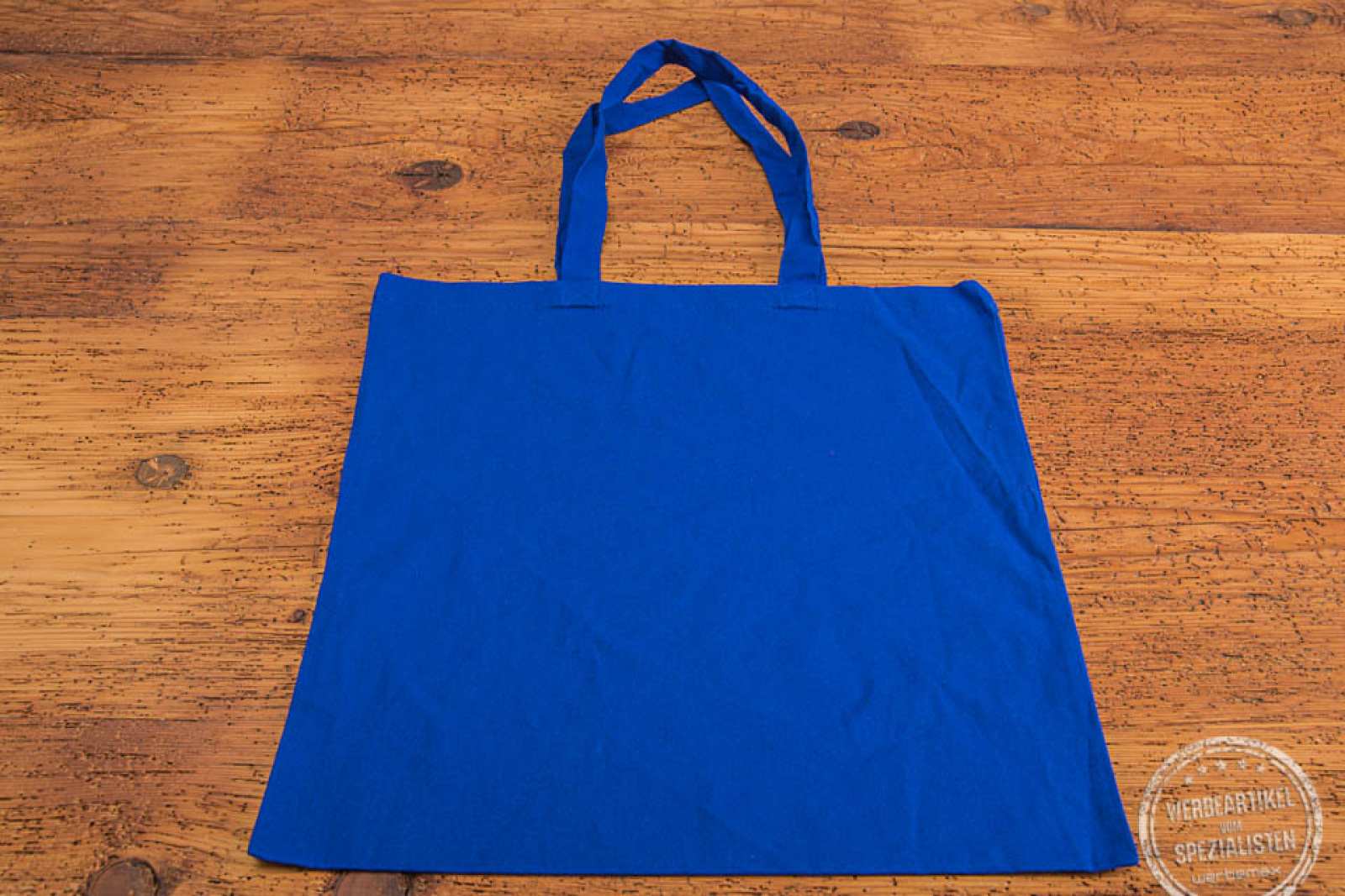 Tragetasche aus Baumwolle mit Logo in azurblau