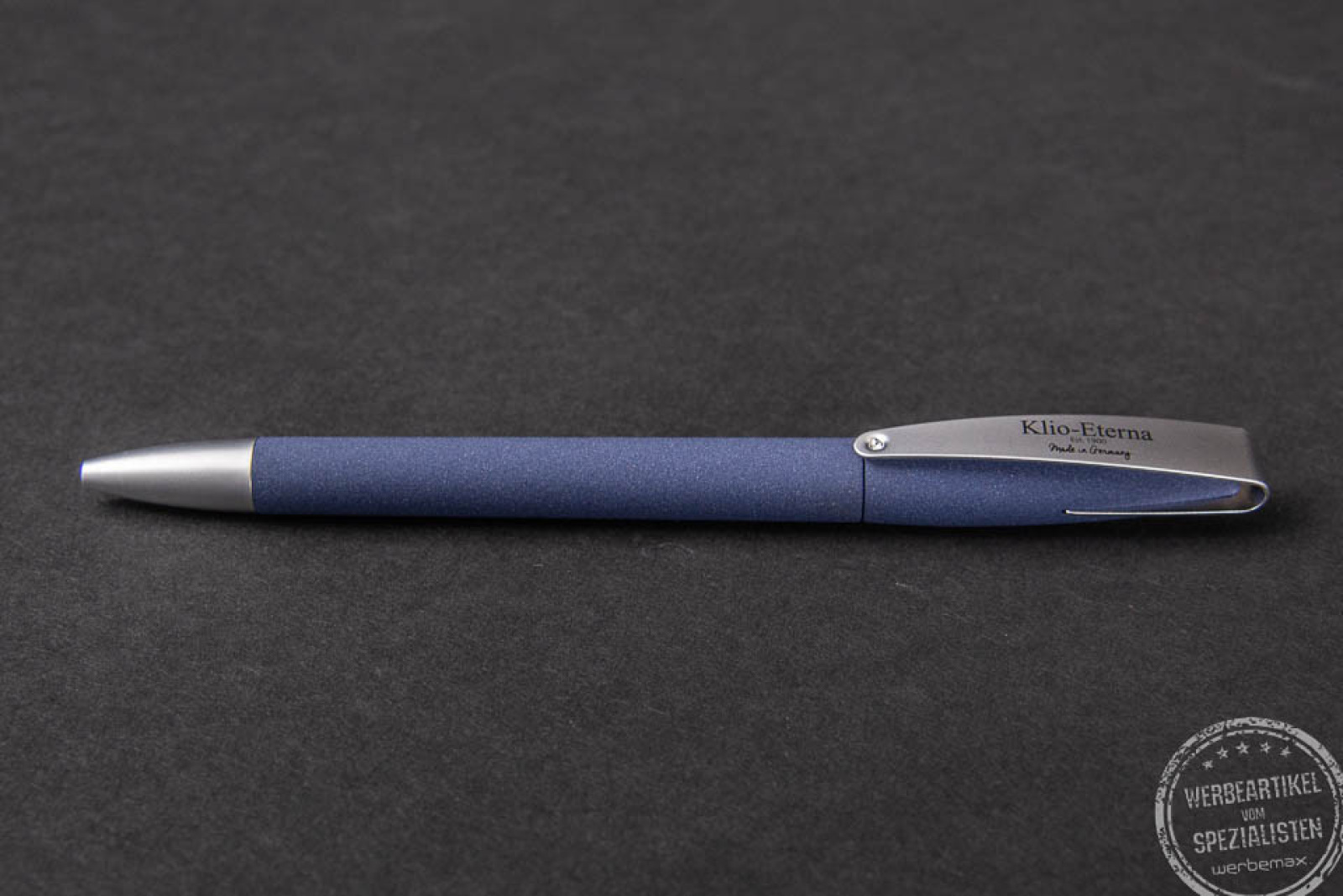 Blauer Klio Kugelschreiber Cobra bedrucken mit Logo