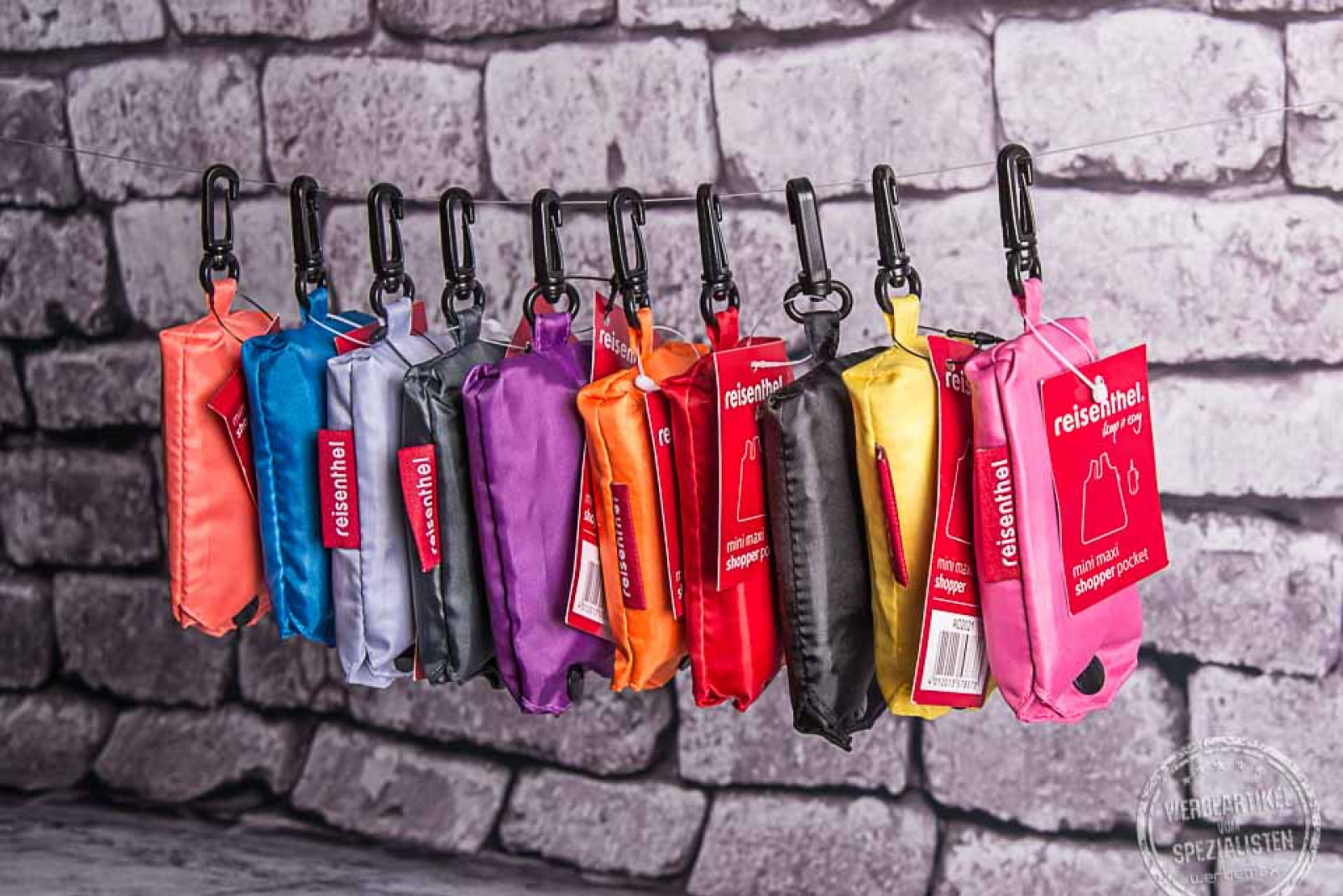 Reisenthel Mini Maxi Shopper Pocket alle Farben Falteinkaufstasche mit Hülle und Logodruck von werbemax