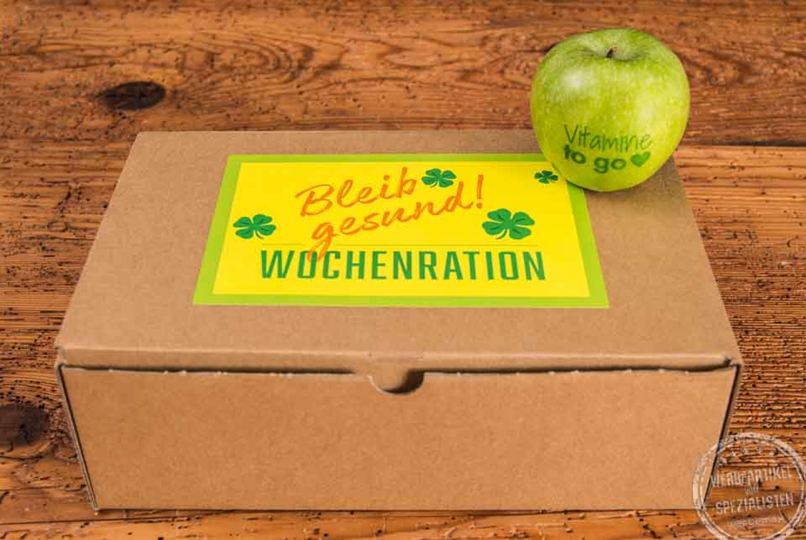 Teamgeschenk Wochenration Äpfel mit Logo